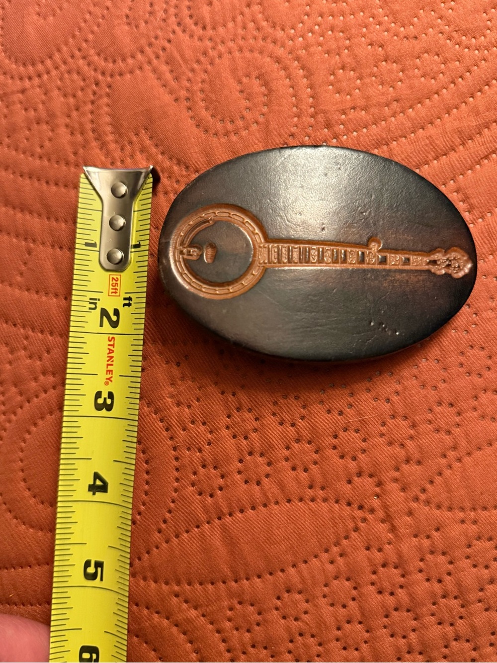 Brown Leather Banjo Belt Buckle